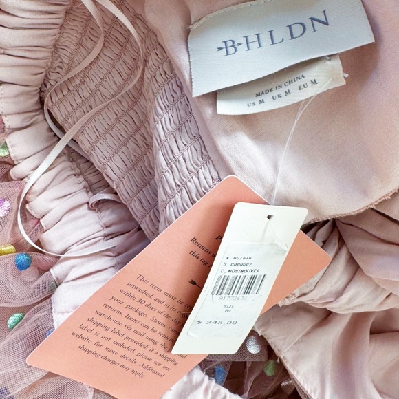 Anthropologie BHLDN Cecilia Off-The-Shoulder Polka Dot Tulle Midi | MEDIUM NWT - Picture 7 of 10